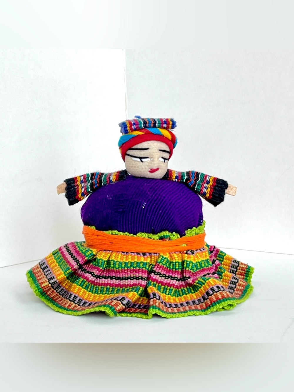 Handmade Peruvian Purple Textile Doll - Colorful Traditional Folk Doll